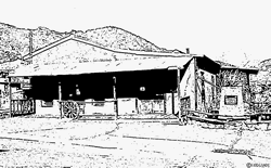 Pen and ink drawing of the building